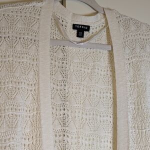 Torrid Cream Lace Knit Duster Sz1/2 Prariecore Boho Shabbychic